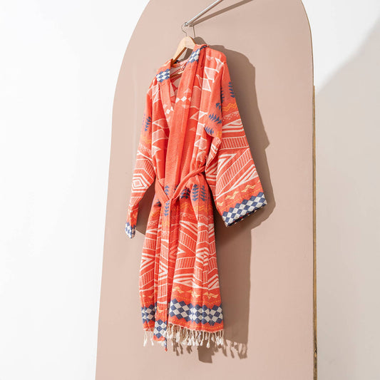 Tribal Bathrobe Turkish Cotton Light Weight Robe Quick-dry: L-XL