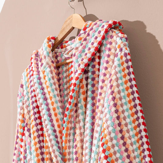 Pompom Bathrobe Handloom Turkish Cotton Resort Heavy Luxury: L-XL