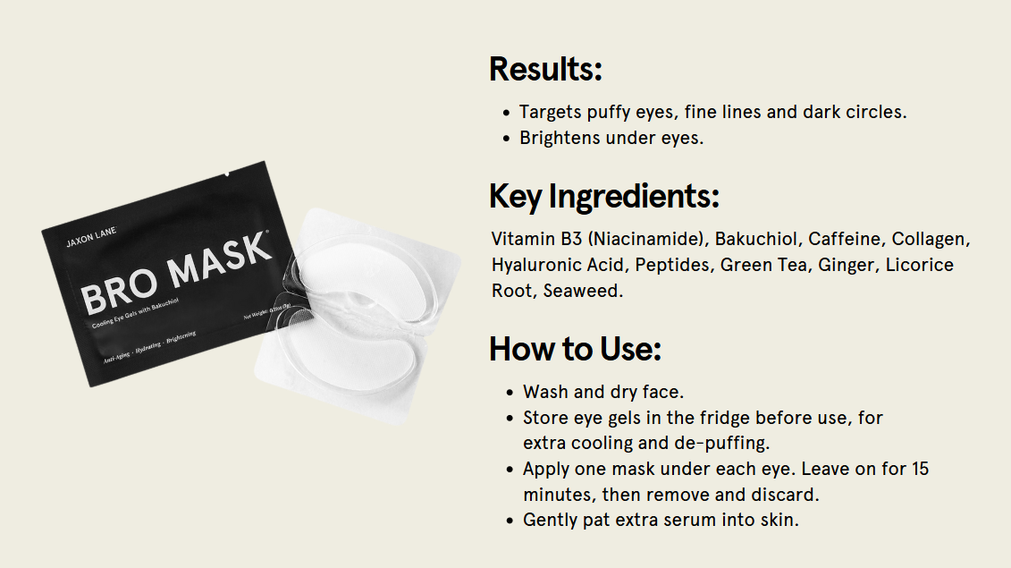 BRO MASK Hydrogel Cooling Eye Gels (6-Pack) Men's Skin Care