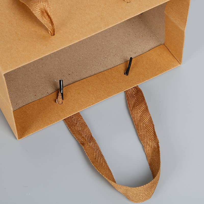 Square Kraft Brown Cotton Handle Paper Gift Bag w/ tissue: S1