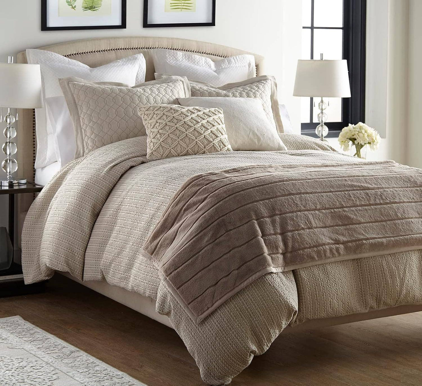 Channel Cut Faux Rabbit Fur Throw 50" x 60": Ivory