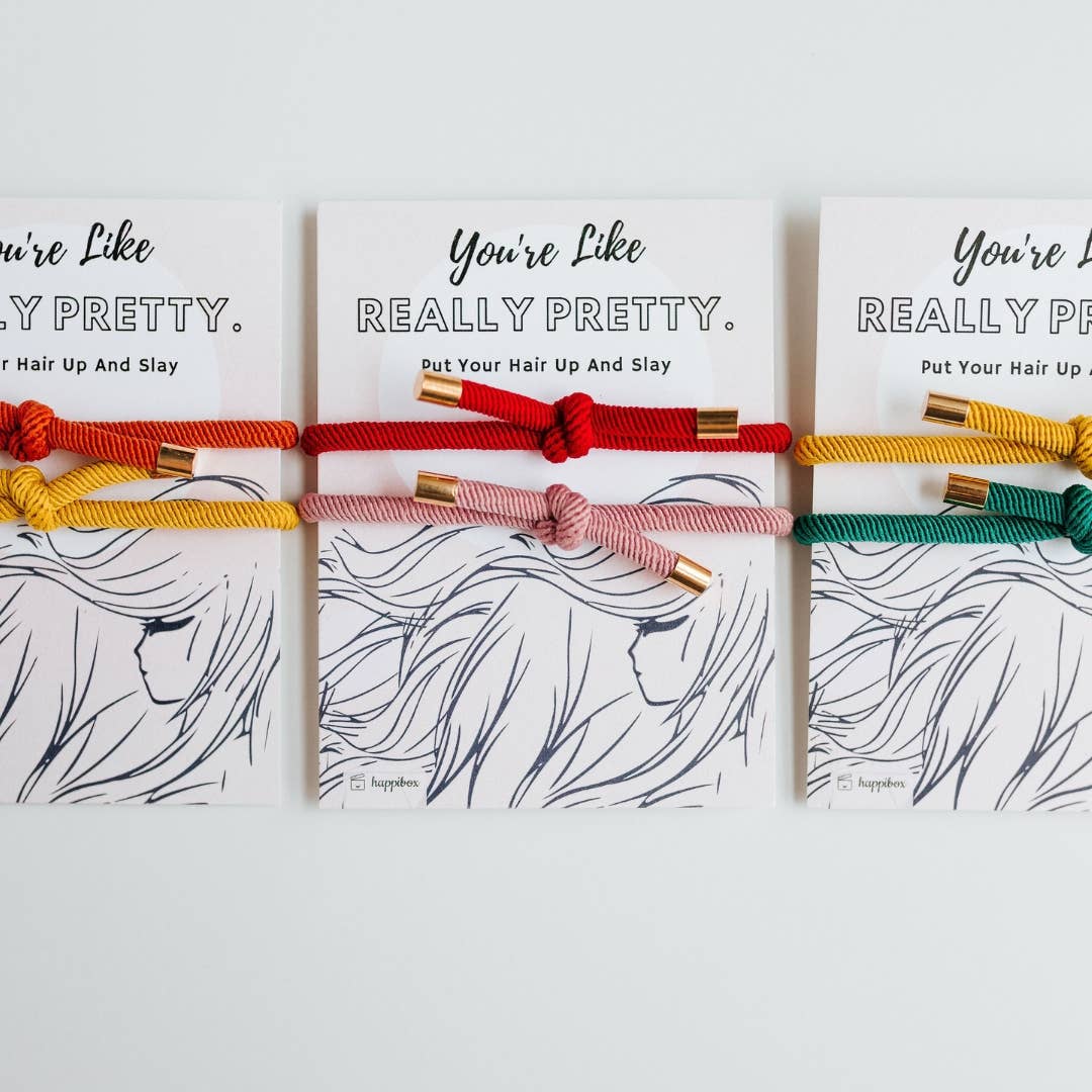 Really Pretty Double Elastic Hair Tie - Hair Accessory Card: Black & Tan