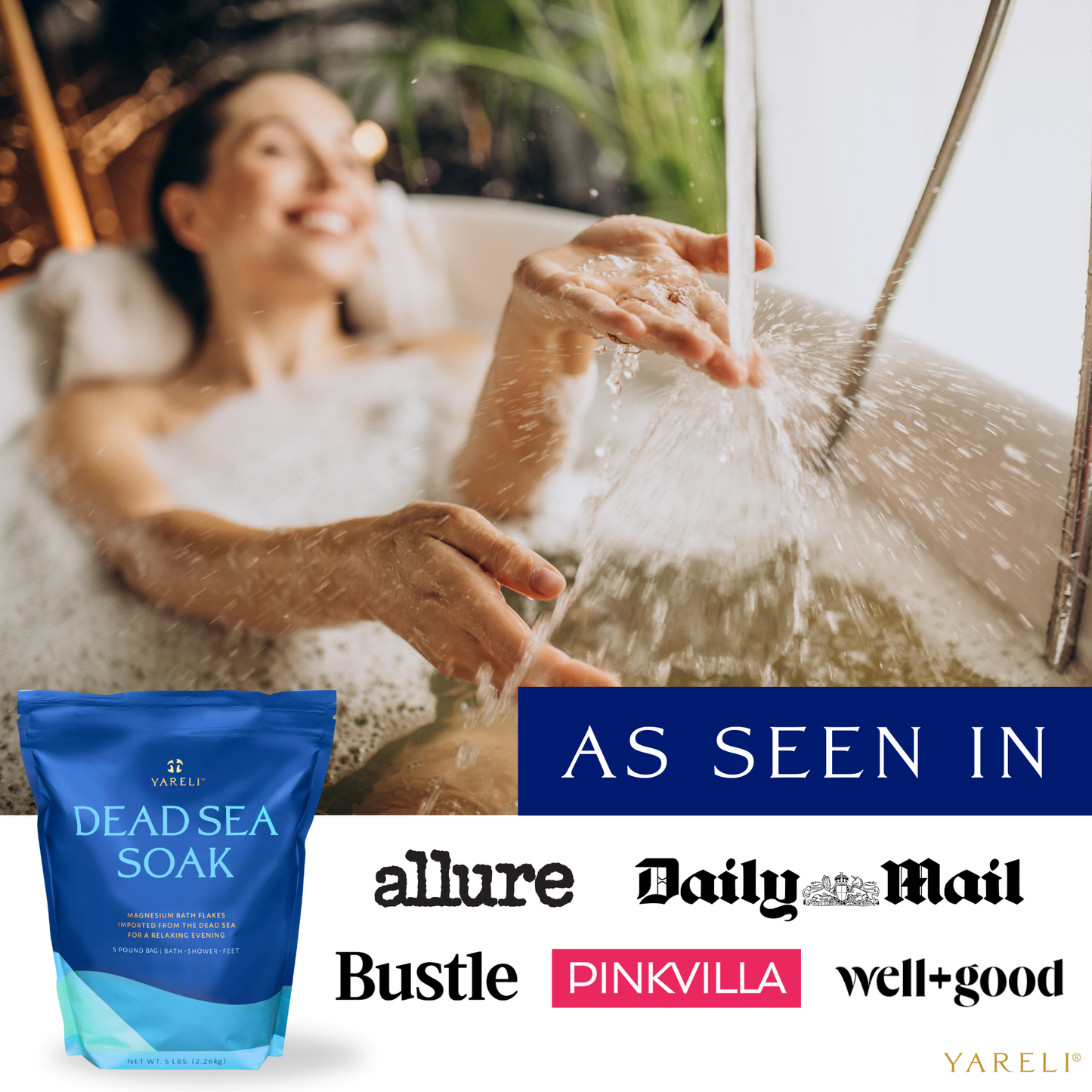 Yareli Unscented Dead Sea Magnesium Bath Soak, 15lb