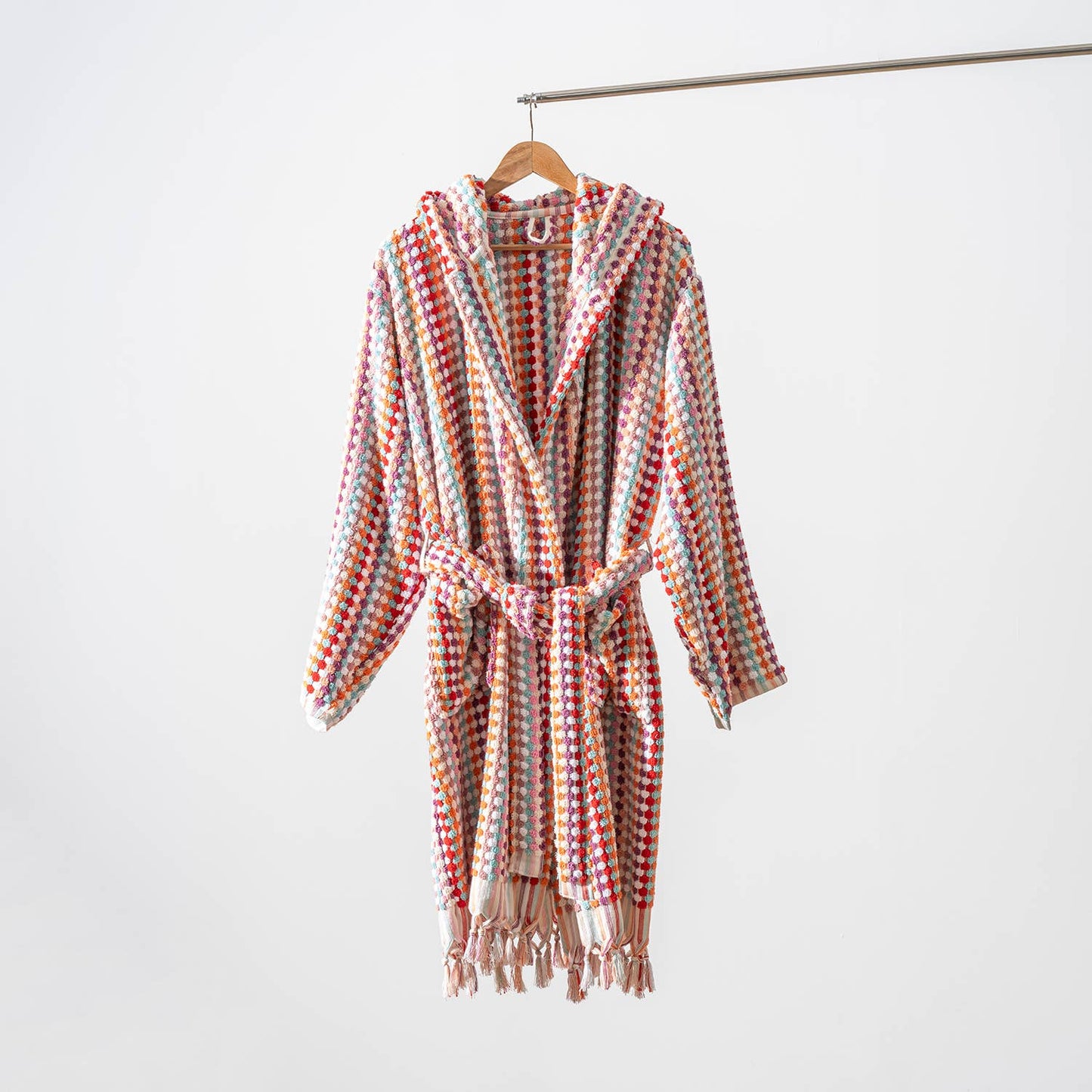 Pompom Bathrobe Handloom Turkish Cotton Resort Heavy Luxury: L-XL