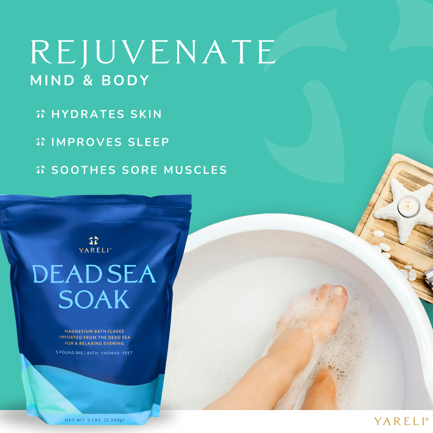 Yareli Unscented Dead Sea Magnesium Bath Soak, 15lb
