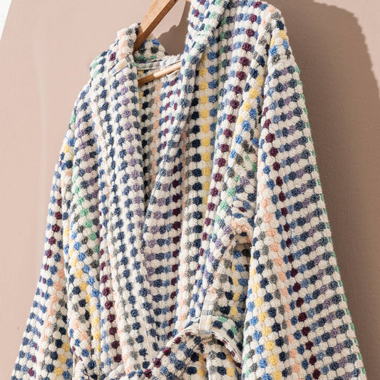 Pompom Bathrobe Handloom Turkish Cotton Resort Heavy Luxury: L-XL