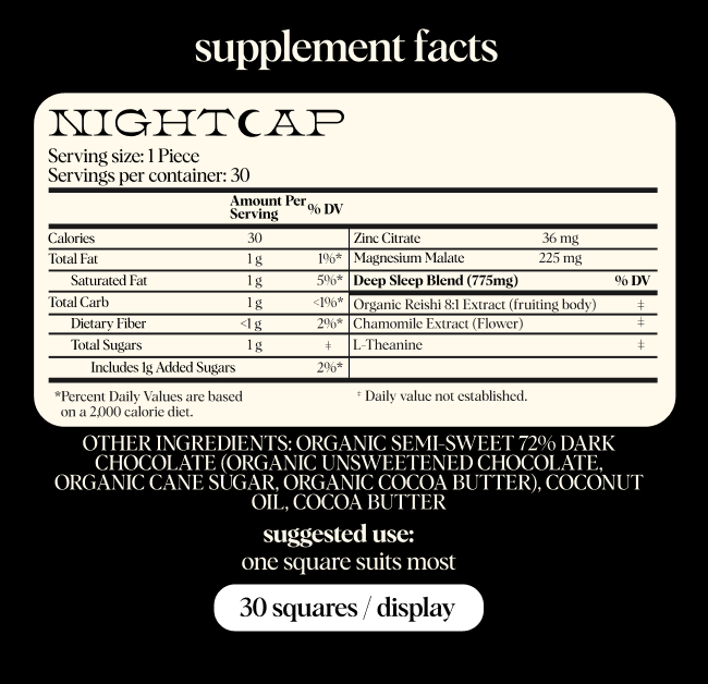 Nightcap Singles — mushroom chocolates for deep sleep