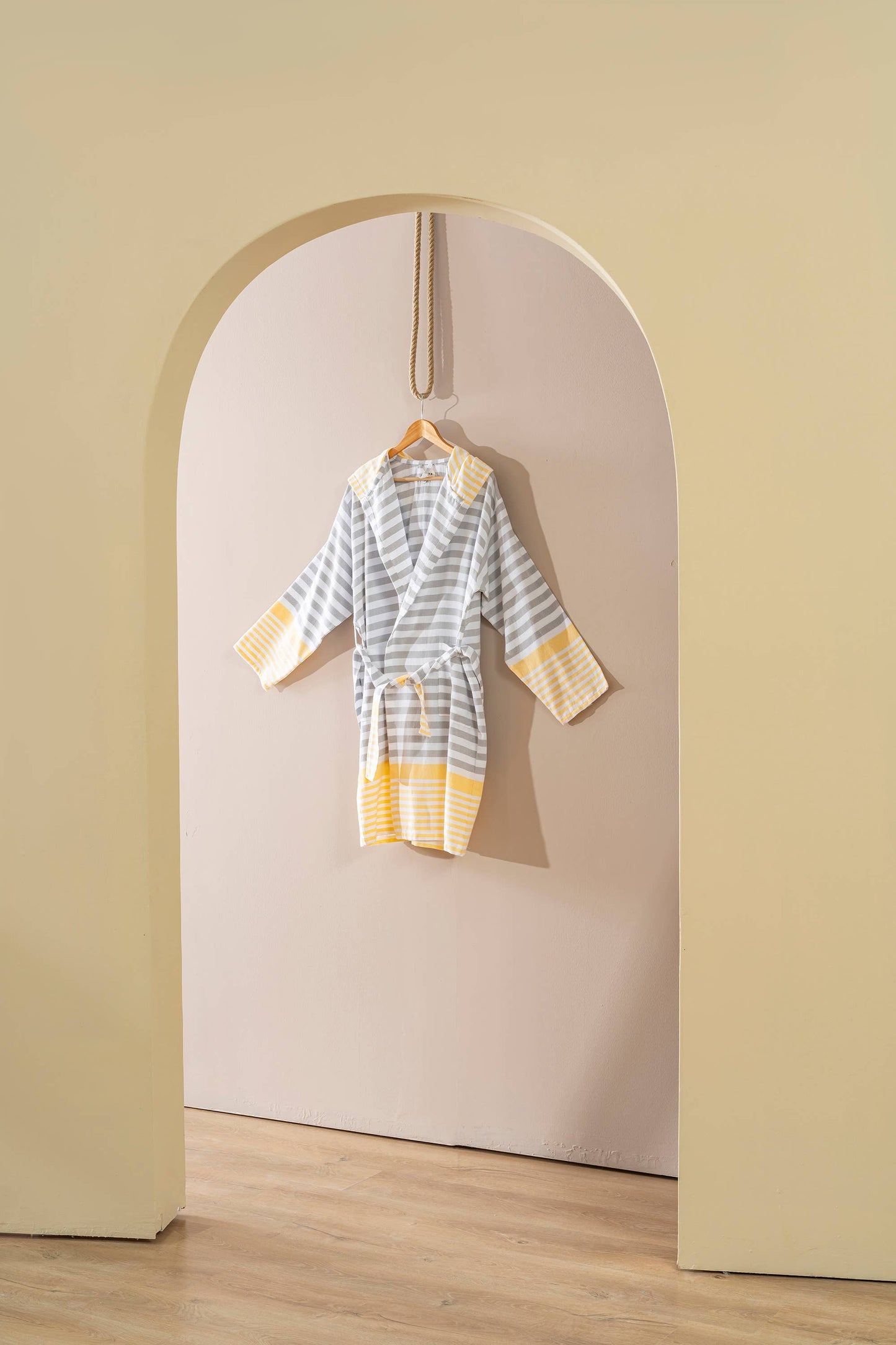 Bathrobe Turkish Cotton LightWeight Summer Hood Kimono Robe : S-M