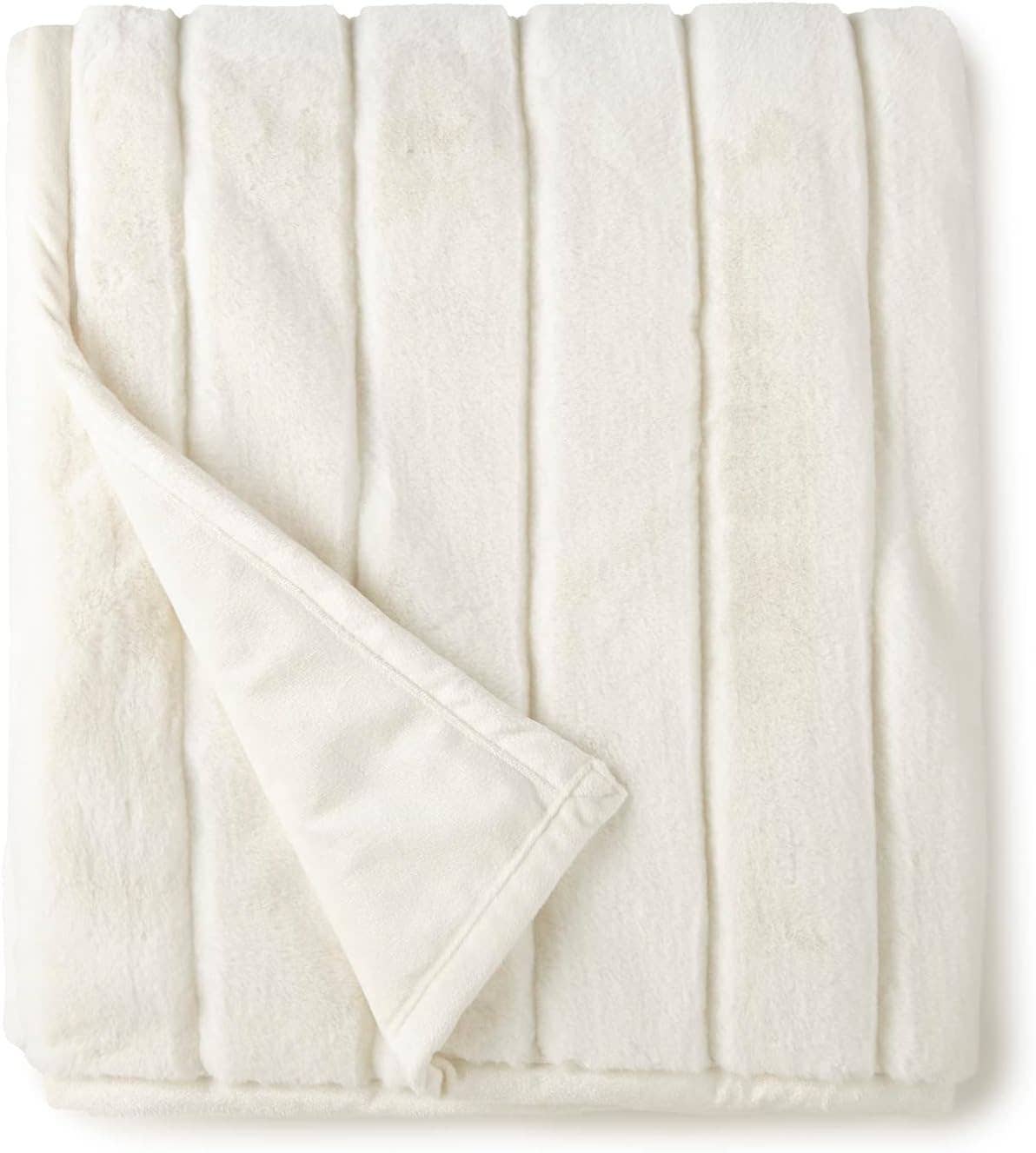 Channel Cut Faux Rabbit Fur Throw 50" x 60": Gray