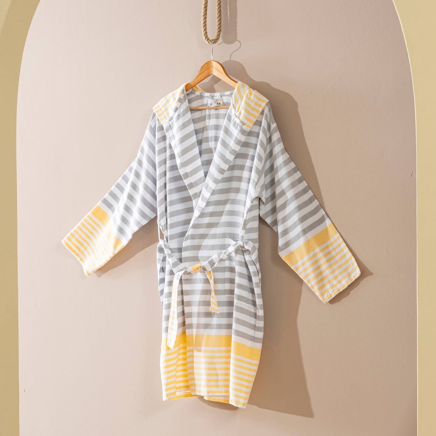 Bathrobe Turkish Cotton LightWeight Summer Hood Kimono Robe : S-M