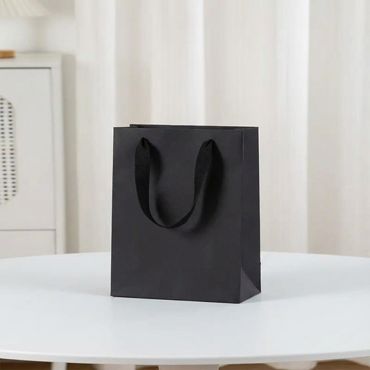 All Black Cotton Handle Paper Gift Bag w/ free tissue: V3