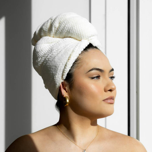 VOLO Hero Hair Towel- Salt White Luxe Tube: Salt White