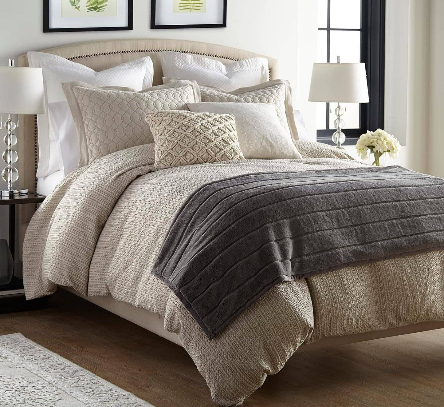 Channel Cut Faux Rabbit Fur Throw 50" x 60": Gray