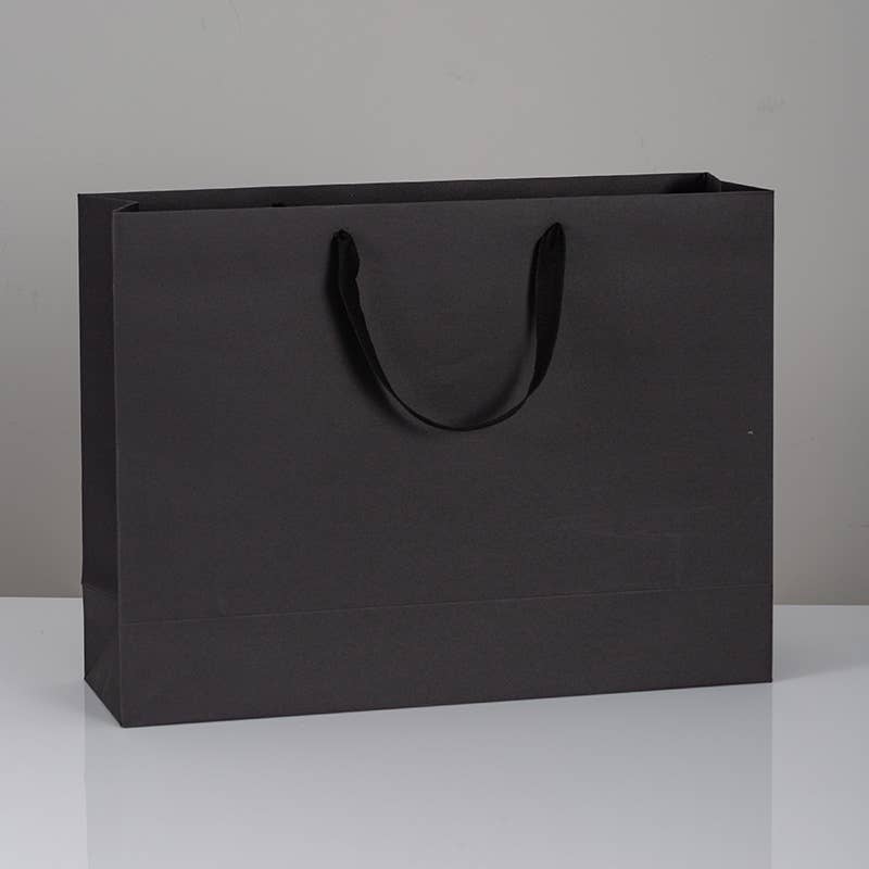 All Black Cotton Handle Paper Gift Bag w/ free tissue: V3