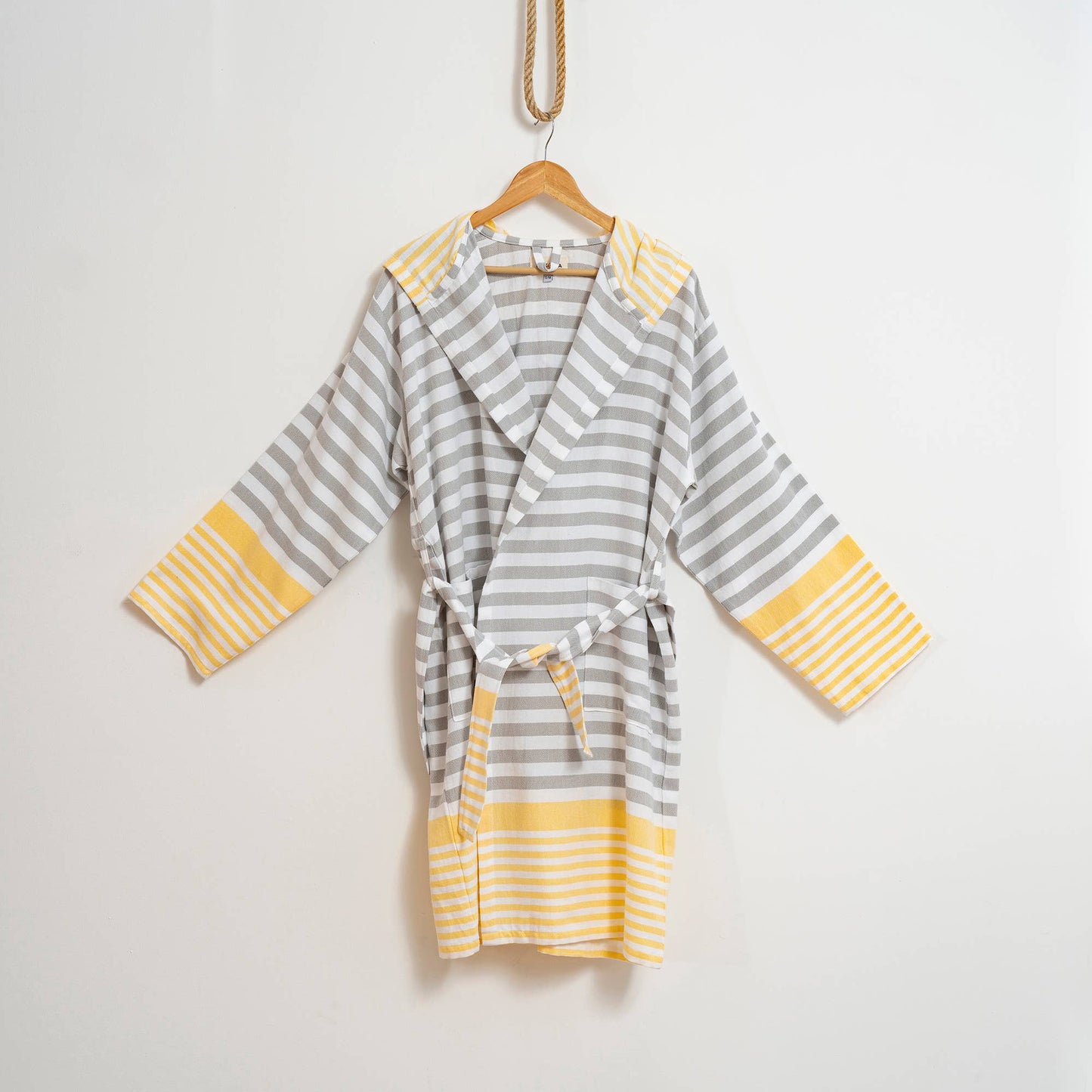 Bathrobe Turkish Cotton LightWeight Summer Hood Kimono Robe : S-M