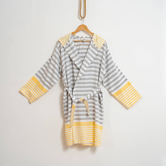 Bathrobe Turkish Cotton LightWeight Summer Hood Kimono Robe : S-M