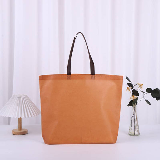 50pcs, 4 Sizes Caramel Non-woven Gift Bag with Brown Handle: Small