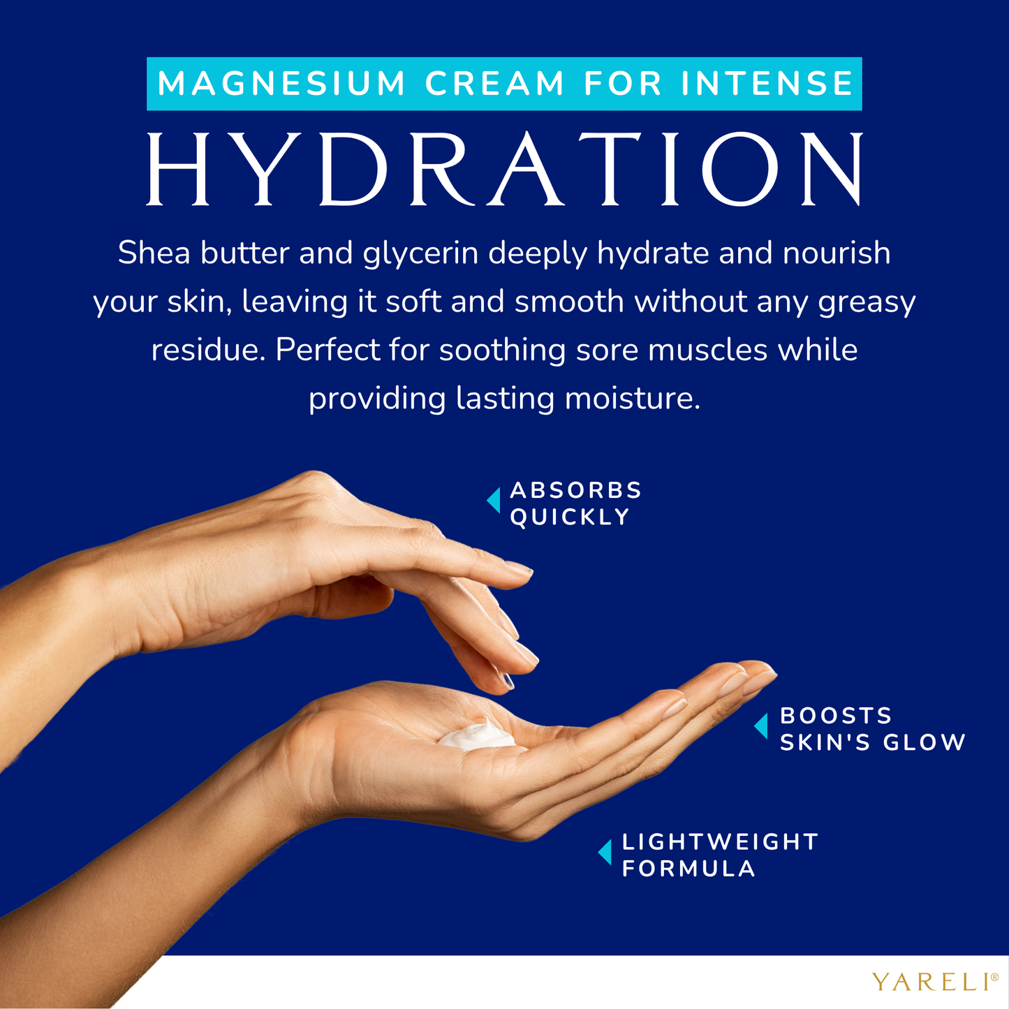 Yareli Magnesium Cream with Arnica and MSM, 4oz, Unscented