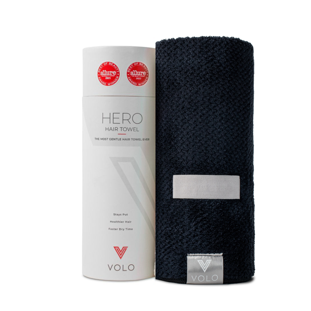 VOLO Hero Hair Towel- Vinyl Black Luxe Tube: Vinyl Black