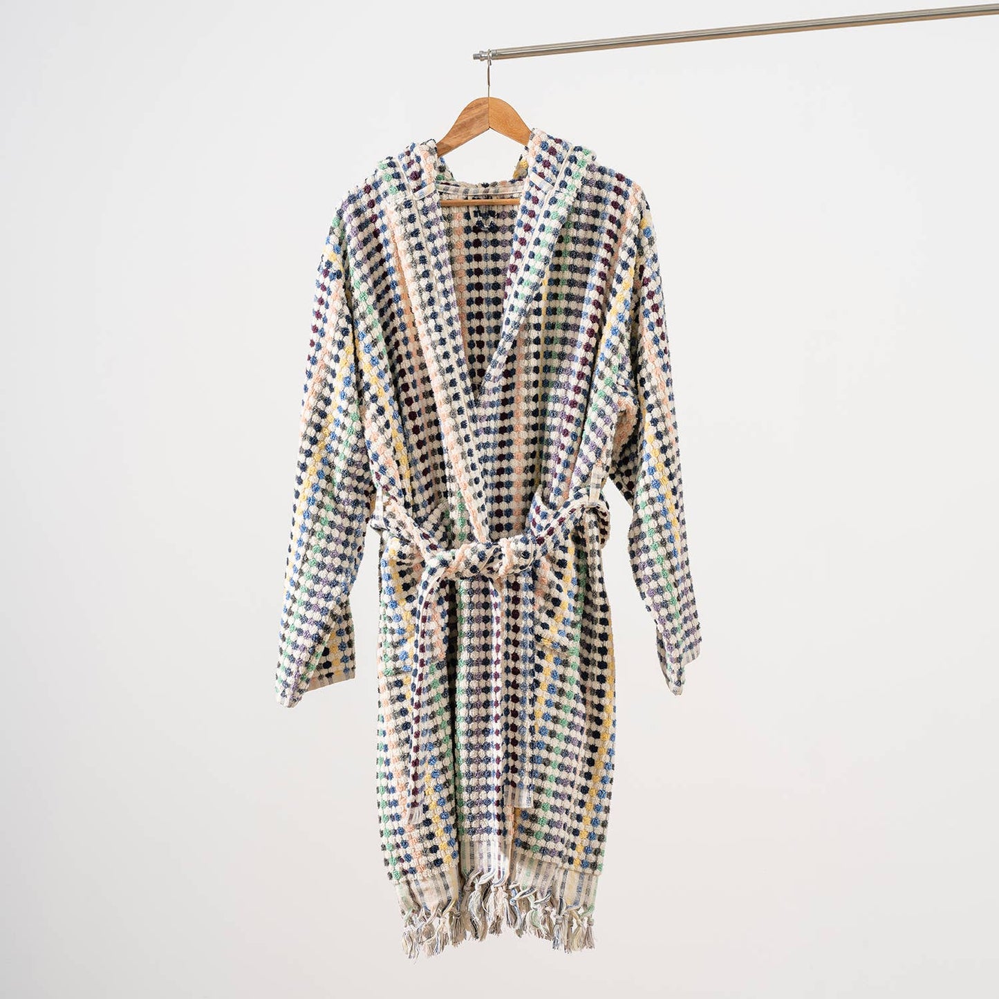 Pompom Bathrobe Handloom Turkish Cotton Resort Heavy Luxury: L-XL