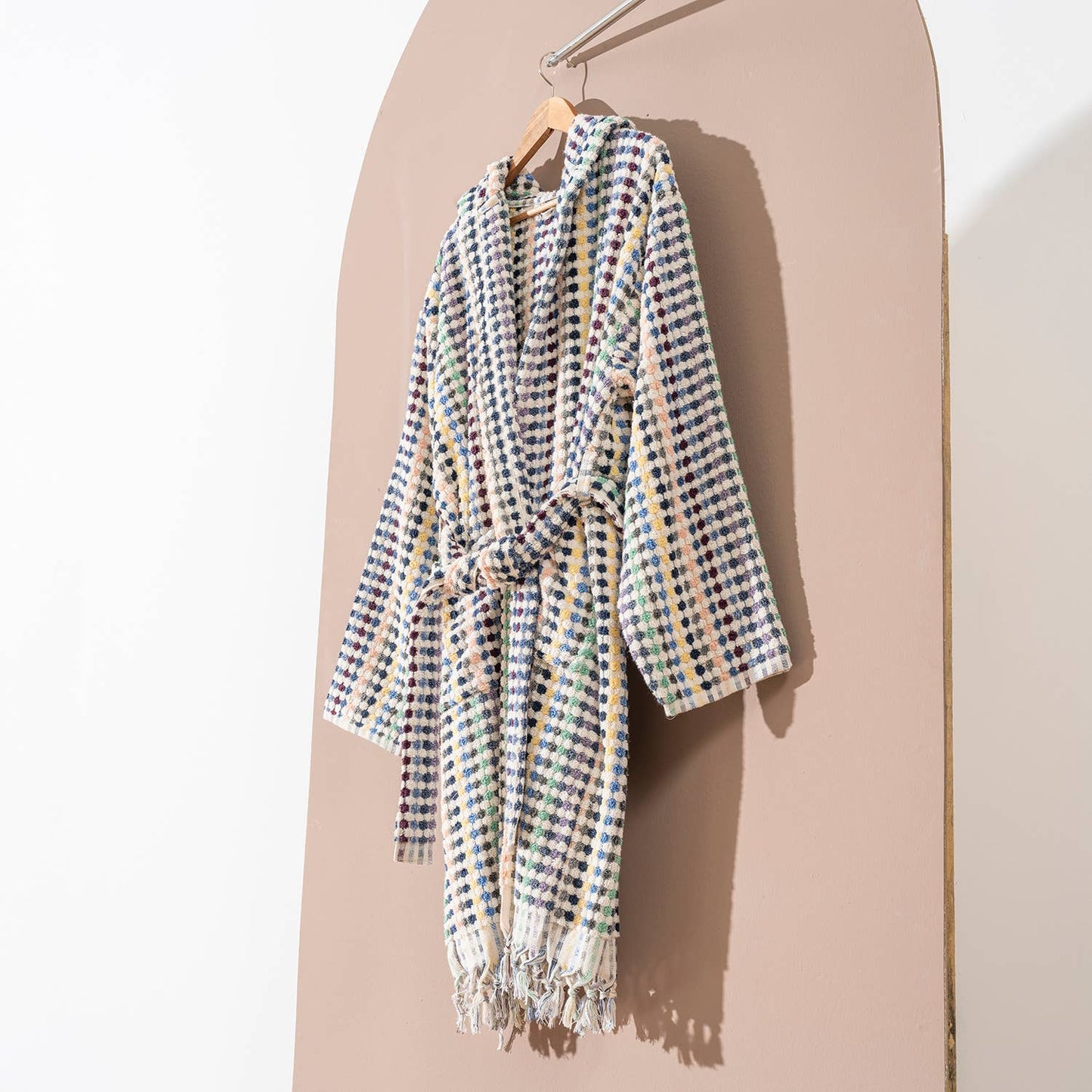 Pompom Bathrobe Handloom Turkish Cotton Resort Heavy Luxury: S-M