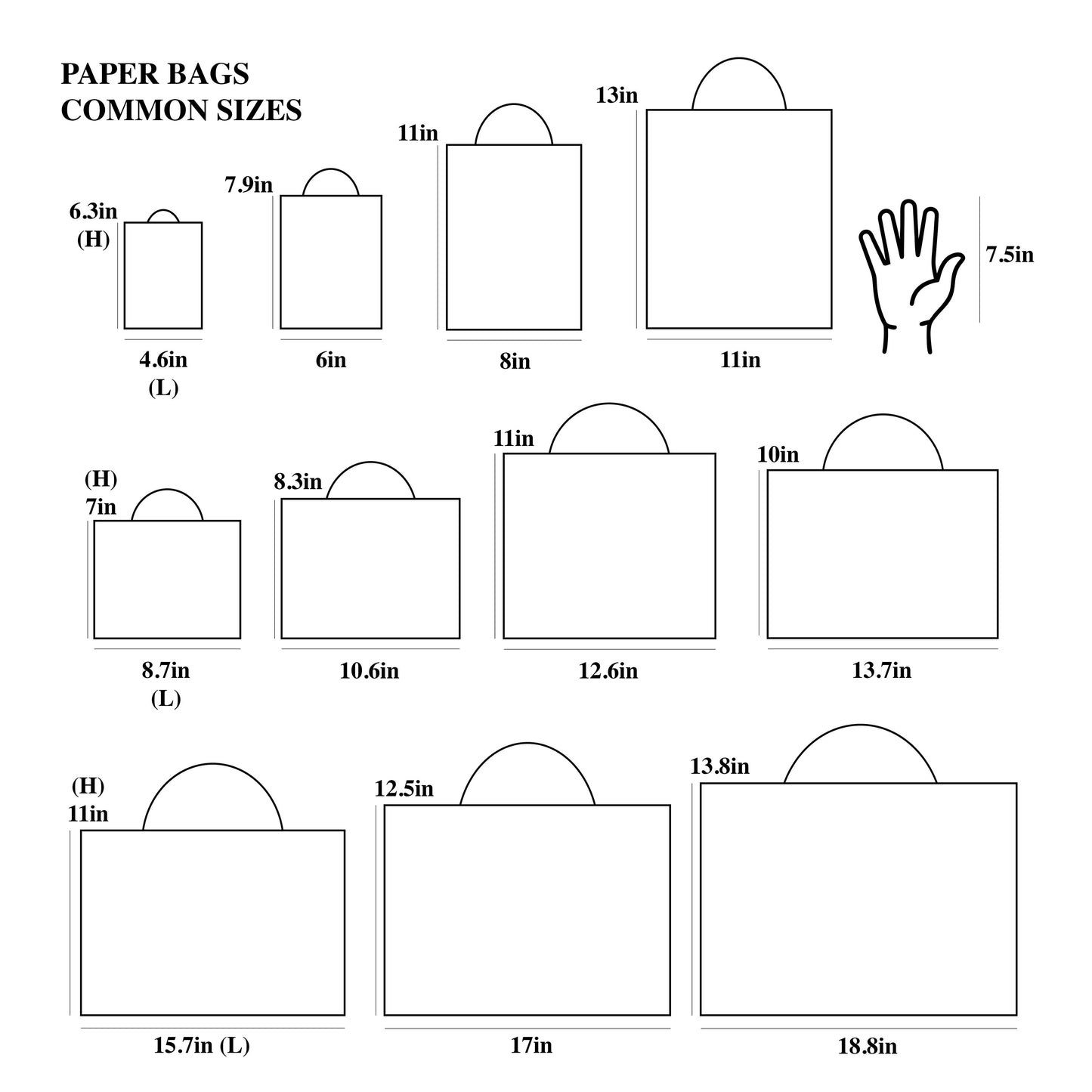 All Black Cotton Handle Paper Gift Bag w/ free tissue: V3