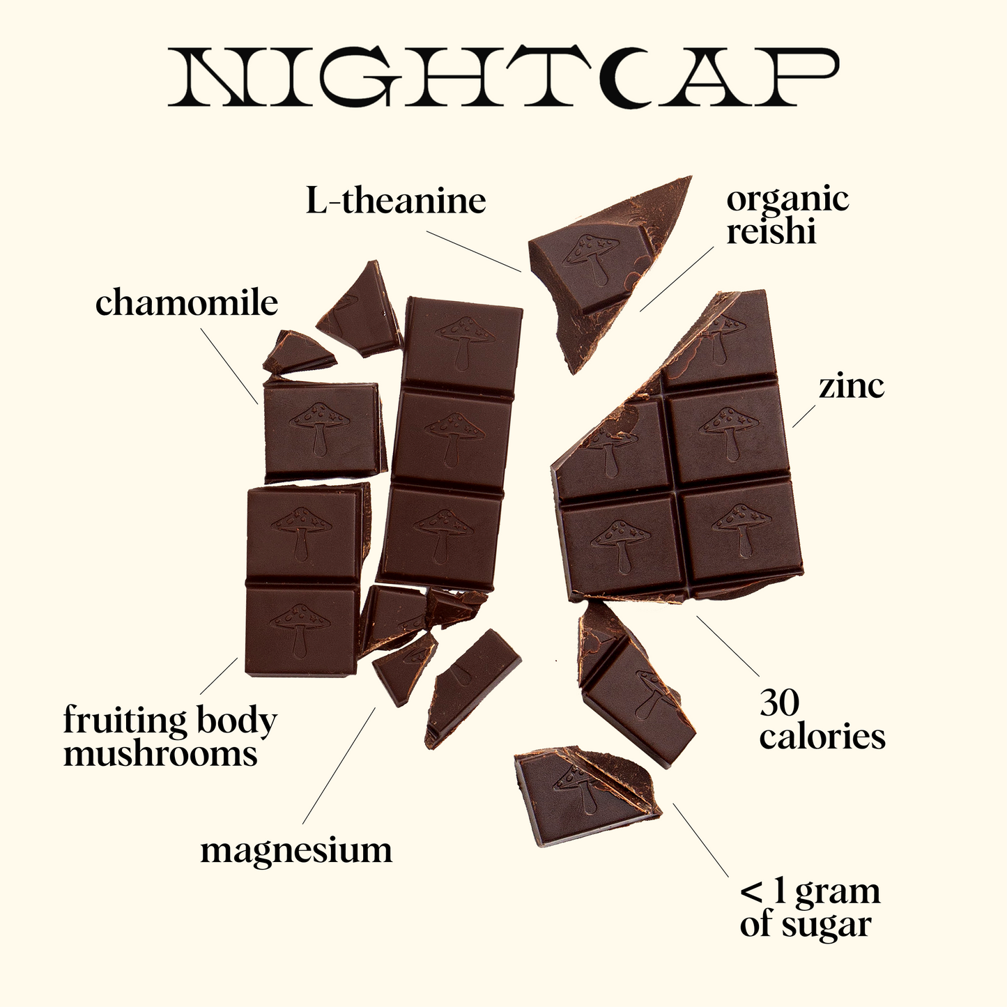 Nightcap Singles — mushroom chocolates for deep sleep