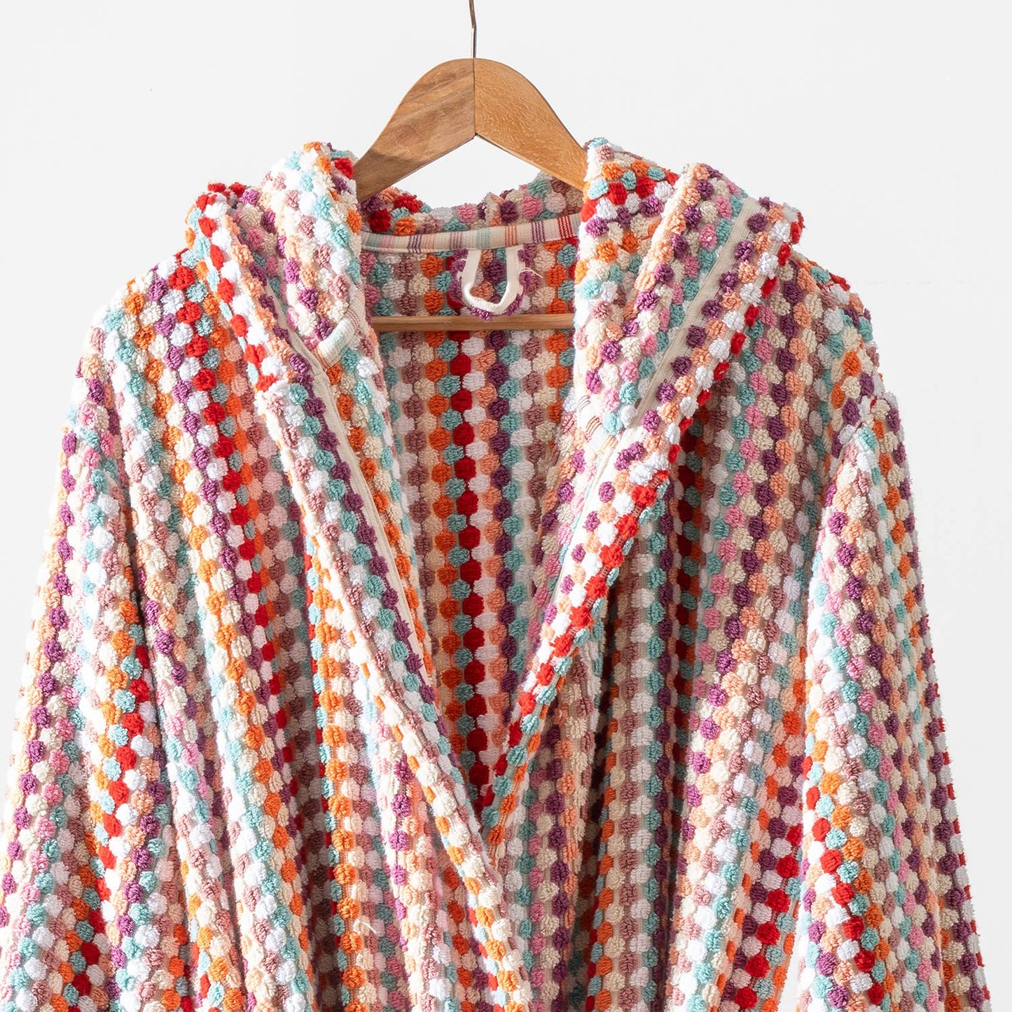 Pompom Bathrobe Handloom Turkish Cotton Resort Heavy Luxury: S-M
